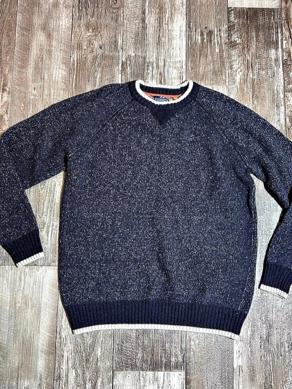 Cambridge Dry Goods Men's Plaid Trim Crewneck Sweater Size Large
